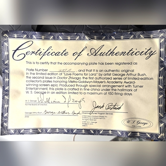 Dr Zhivago Collector's Plate - Love Poems for Laura - Limited Edition 339A - Picture 7 of 8